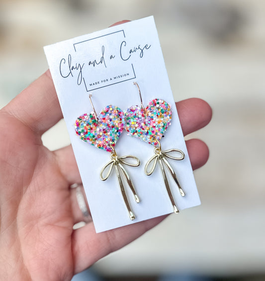 Glitter heart and small bow
